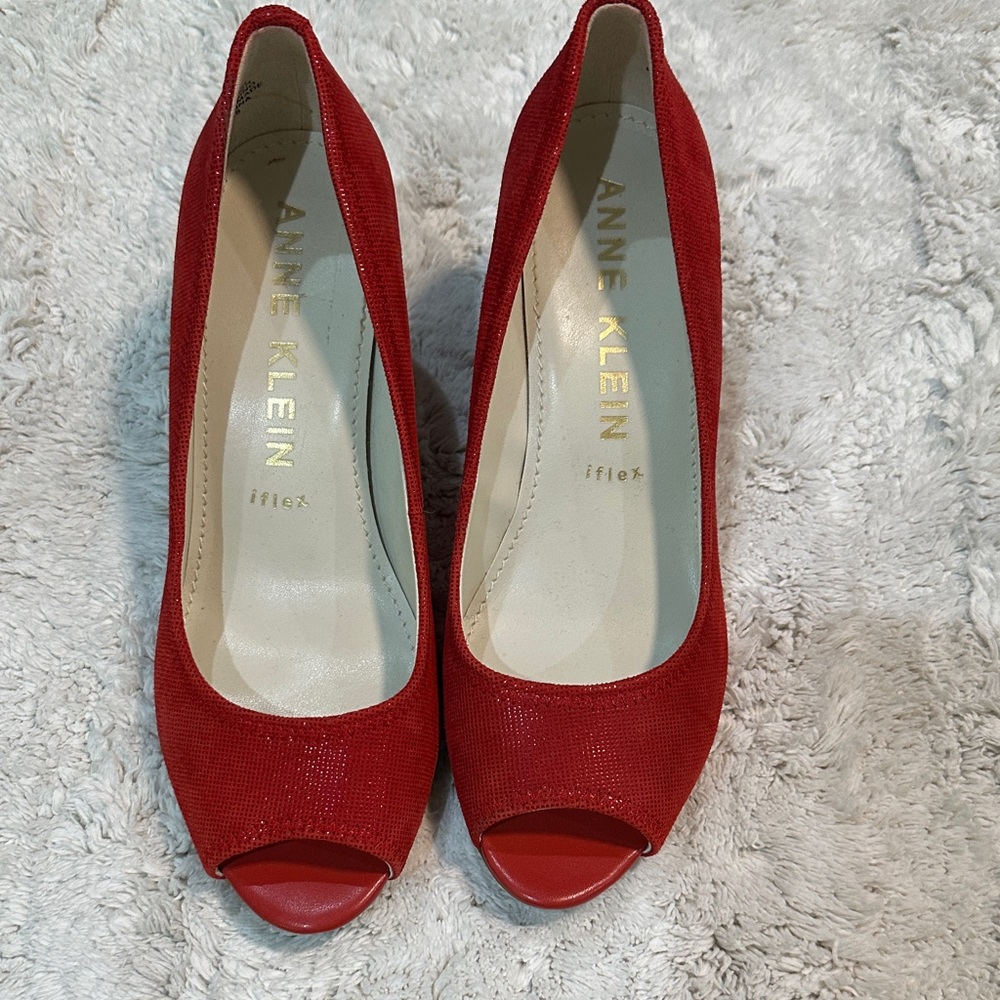 Anne Klein Red Peep Toe Heels